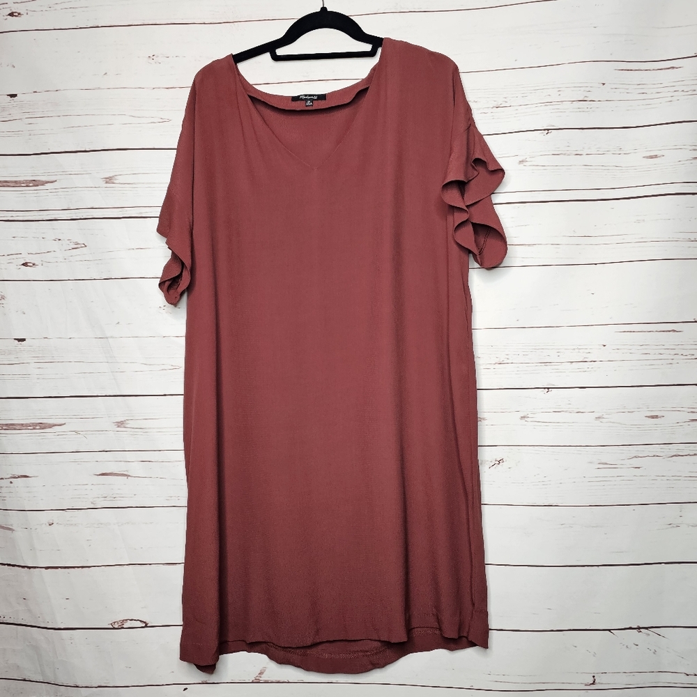 Madewell Terracotta Ruffle Sleeve Midi Dress